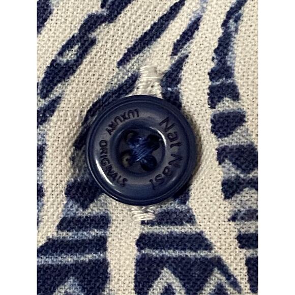 NAT NAST Blue Tropical Palms Button Down Silk Shirt sz XL - Picture 8 of 10